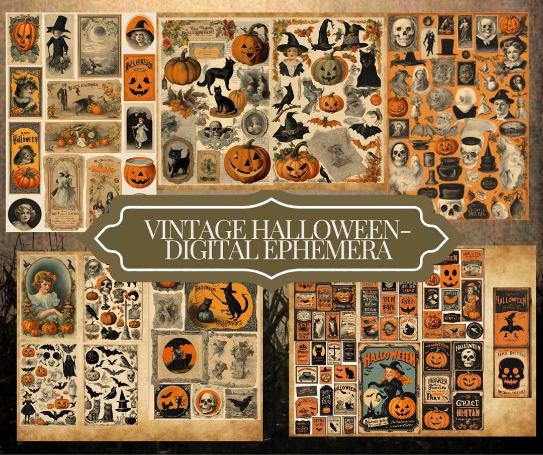 Halloween Vintage Ephemera Digital, Printable Halloween Signs, Vintage ...