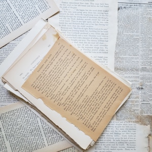 35 Piece Ephemera Pack, Old Book Pages, Collage Paper, Journal Pages, Vintage Supplies,