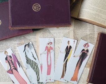 Vintage Women Bookmarks: Set of 5 Printable Fashion Illustrations
