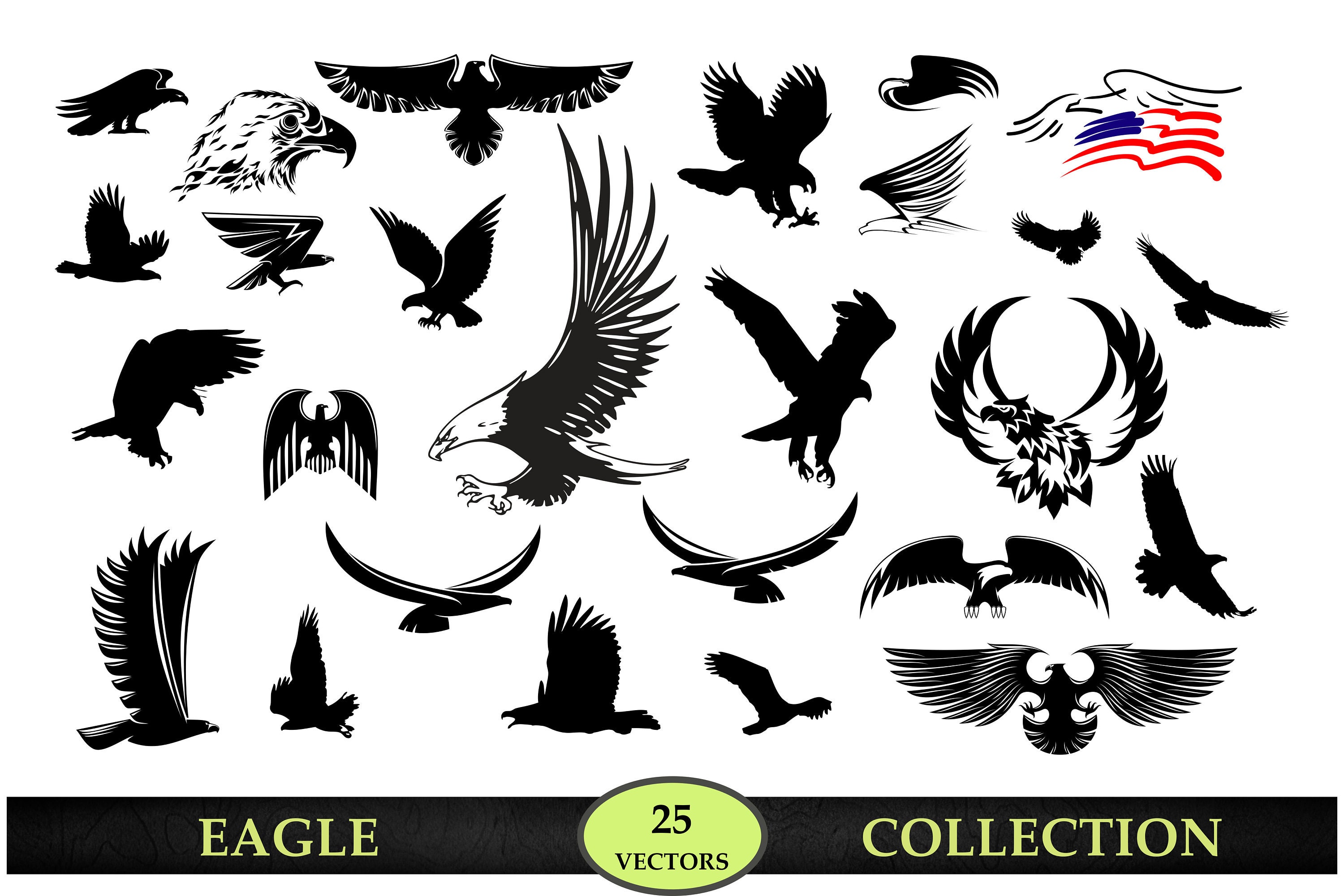 25 EAGLES SVG Cut File Bundle Eagle Svg Clipart Cricut Eagles Svg ...