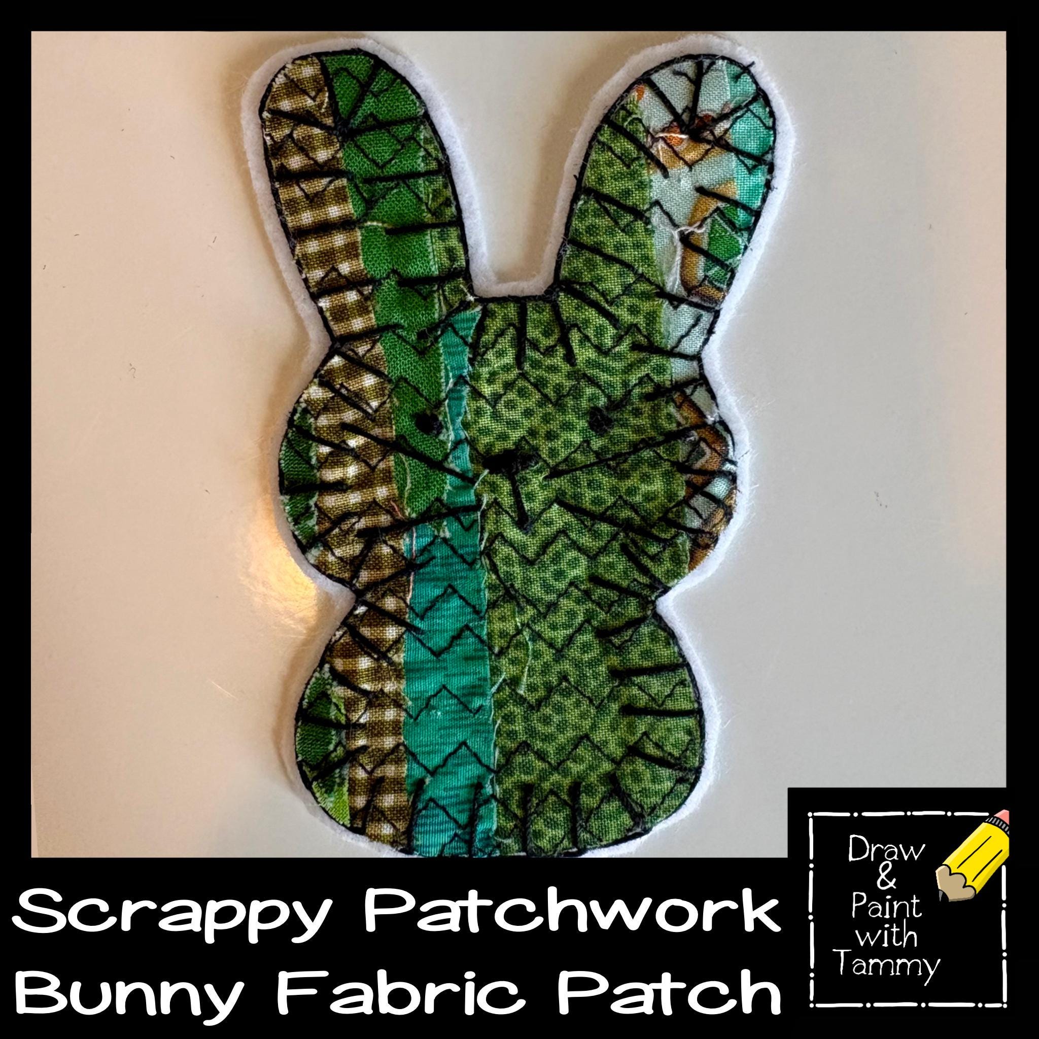 Scrappy Rabbit Scrappy Patchwork Bunny Applique Patch Handmade Rabbit Iron or Sew on ...