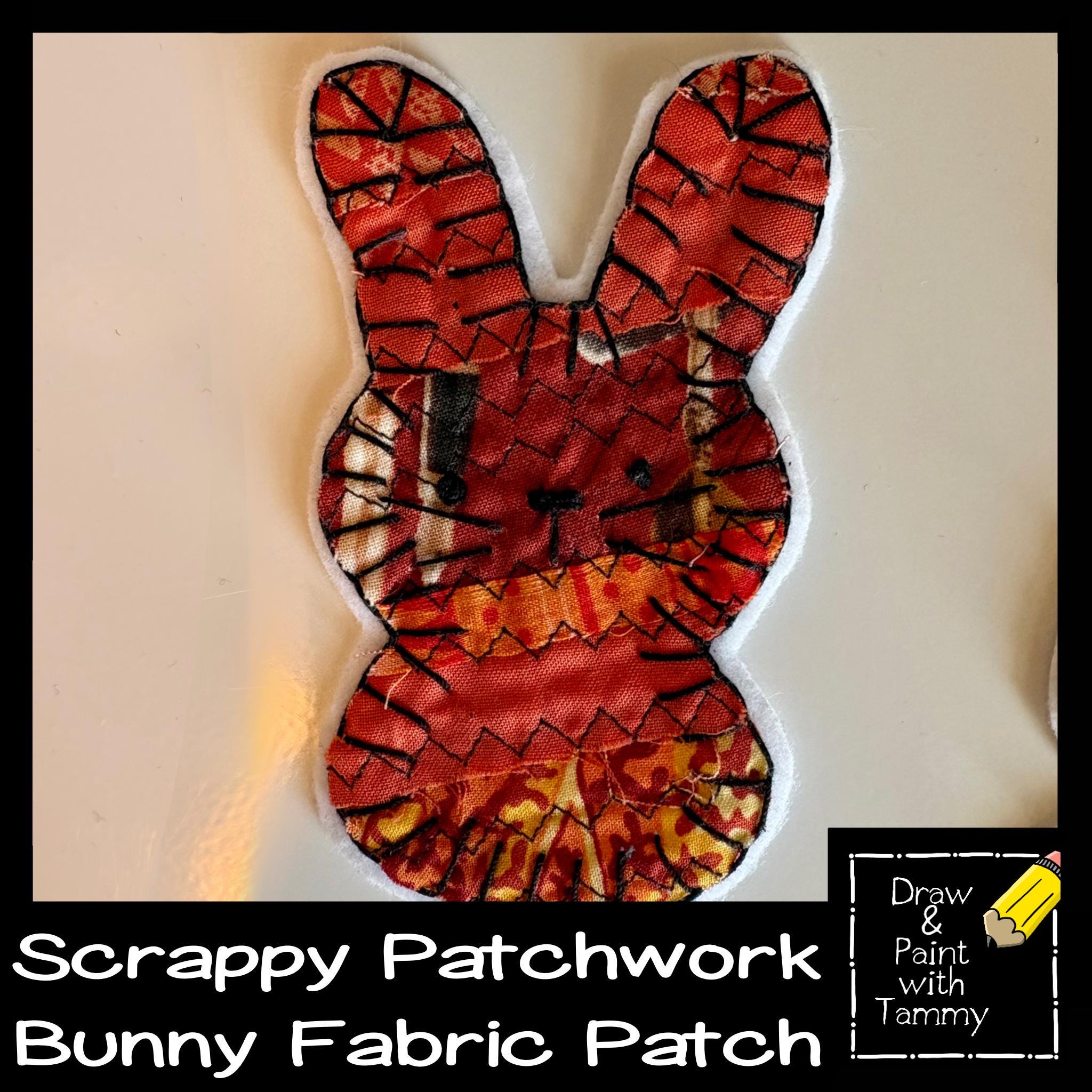 Scrappy Patchwork Bunny Applique Patch Handmade Rabbit Iron or Sew on ...