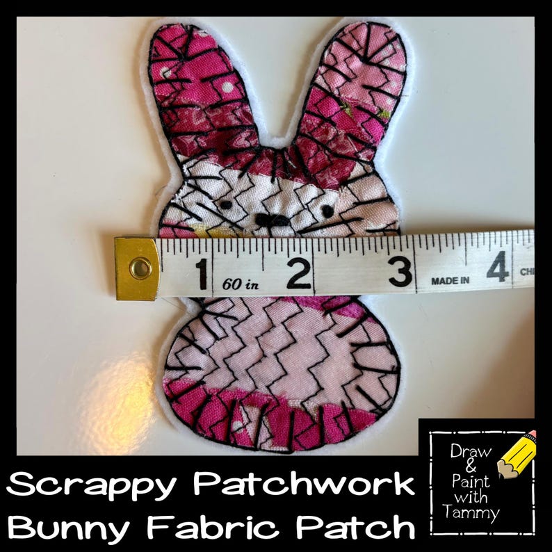 Scrappy Rabbit Scrappy Patchwork Bunny Applique Patch Handmade Rabbit Iron or Sew on ...