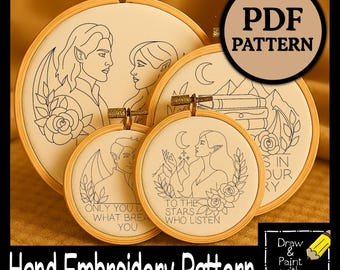 High Fae Embroidery Pattern: Romantasy Book Fan Art (PDF Download)