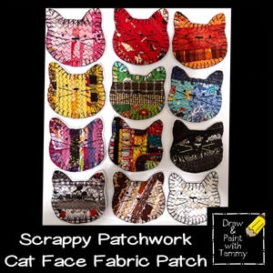 Handmade Patchwork Cat Applique - Iron On or Sew On Quilt Patch