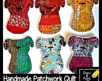 Handmade Patchwork Quilt Dog Applique Iron On or Sew On