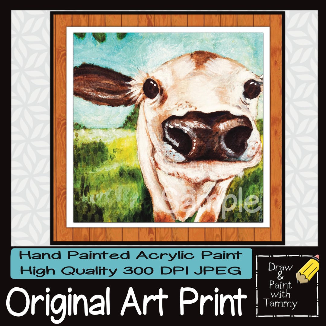 Cow Face Acrylic Art Print: Rustic Farmhouse Decor (digital Download ...