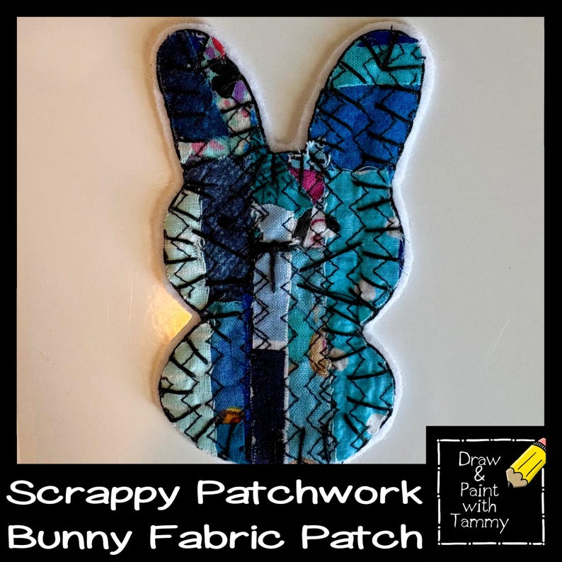 Scrappy Rabbit Scrappy Patchwork Bunny Applique Patch Handmade Rabbit Iron or Sew on ...