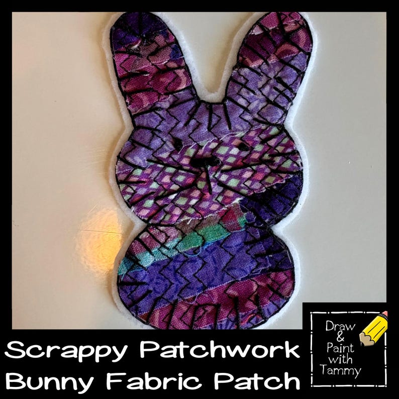 Scrappy Rabbit Scrappy Patchwork Bunny Applique Patch Handmade Rabbit Iron or Sew on ...