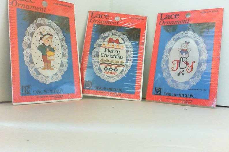 Set of 3 Lace ornaments to cross stitch