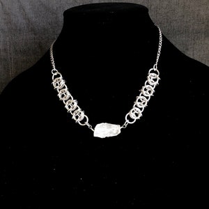 Natural Quartz Chunk Chainmail necklace
