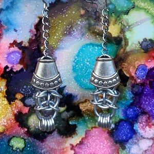 Chainmail and Chain Earrings Metal bell shaped beads