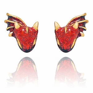 Scarlet Dragon Stud Earrings