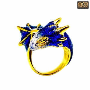 Gold Sapphire Dragon Ring