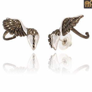 Silver Ash Phoenix Stud Earrings