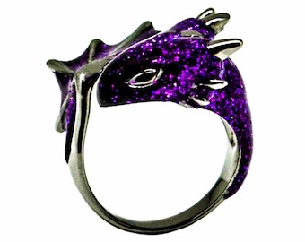 Black Amethyst Dragon Ring