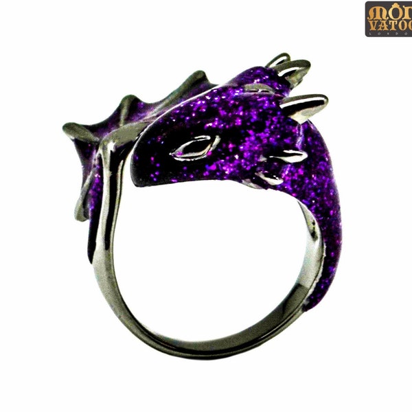 Black Amethyst Dragon Ring