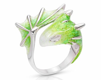 Silver Peridot Dragon Ring