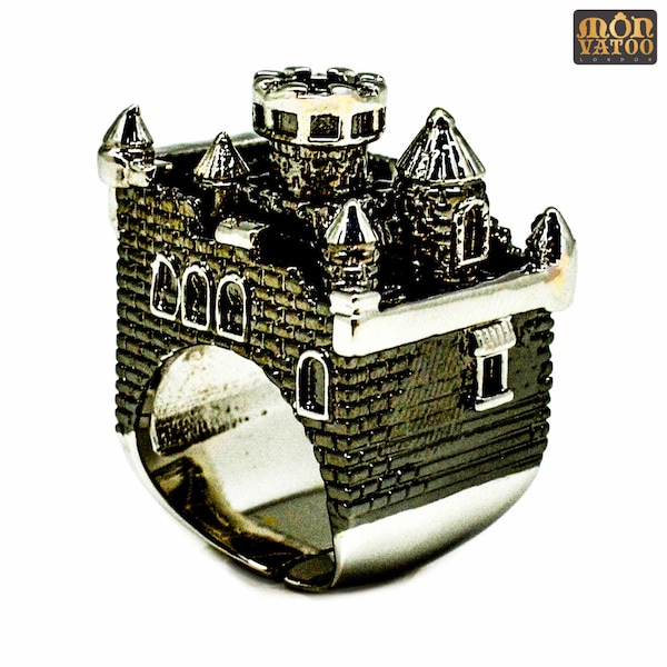 Black Ruthenium Castle Ring