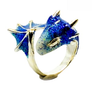 Silver Sapphire Dragon Ring