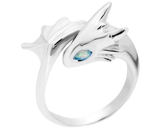 Baby Moonstone Silver Dragon Ring