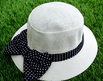 Black Dotty Bow Hat