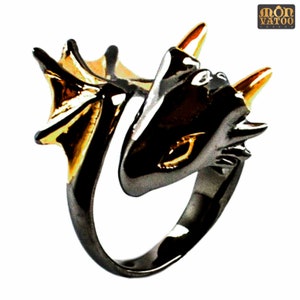 Black Knight Dragon Vermeil Ring - Etsy UK