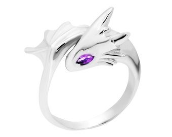 Baby-Amethyst-Silber-Drachen-Ring