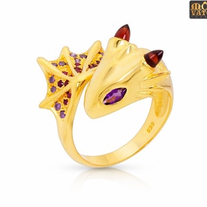 Gouden Amethist Dragon Vermeil Ring