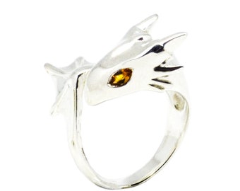 Citrin Silver Dragon Ring