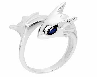 Baby Blue Sapphire Silver Dragon Ring