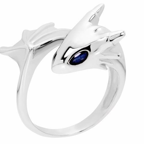 Silver Sapphire Dragon Ring | Etsy