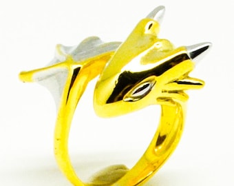 Baby Gold Warrior Dragon Vermeil Ring