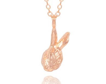 Collar de encanto de conejito de conejo de oro rosa / regalo de conejito de Pascua para ella / regalo de amante de conejo / año para el conejo