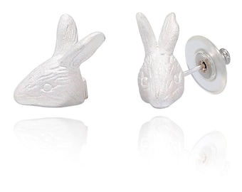 Snow Rabbit Stud Earrings