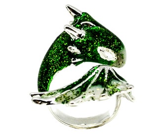Silberner Smaragd-Drachenring