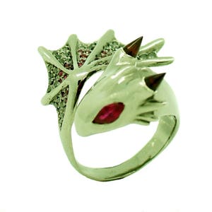 Blood Diamond Dragon Vermeil Ring