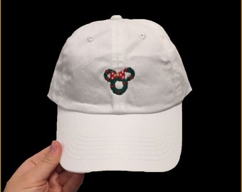 Disney Christmas Minnie Wreath baseball dad hat- Custom Disney embroidery monogramming available- offered in 12 colors!