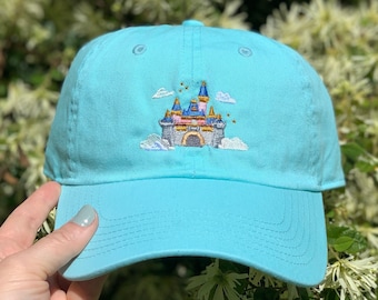 Disneyland Castle with clouds Baseball Dad Hat- Embroidered Sleeping Beauty's Castle Dad hat, Custom Monogramming Available!
