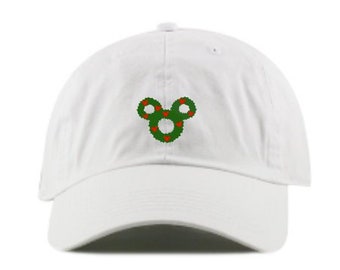 Mickey Christmas wreath embroidered dad baseball hat- 13 colors available perfect for your next Disney christmas party