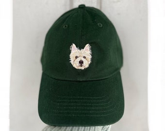Custom Pet Portrait Embroidered baseball Hat: Hand-Drawn Dog, Cat, Horse (Youth and Adult) from your photo