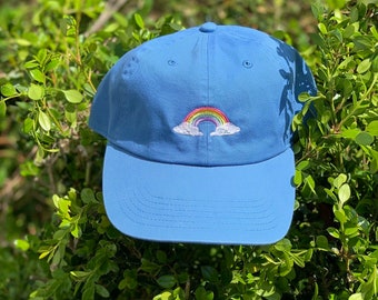 Embroidered Pastel rainbow hat. Available in 13 colors. Free shipping! Available in adult and youth