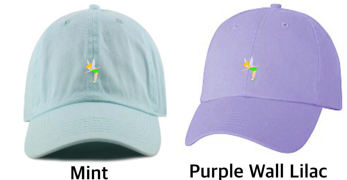 TINKERBELL EMBROIDERED LAVENDER CAP TINKER BELL HAT 