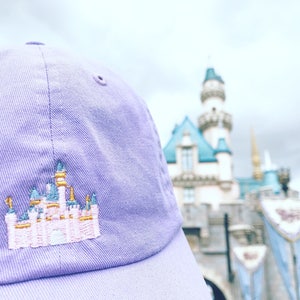Disneyland Castle Disney Baseball Dad Hat- Embroidered Sleeping Beauty's Castle Dad hat, Custom Monogramming Available! Offered in 12 colors