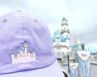 Disneyland Castle Disney Baseball Dad Hat- Embroidered Sleeping Beauty's Castle Dad hat, Custom Monogramming Available! Offered in 12 colors