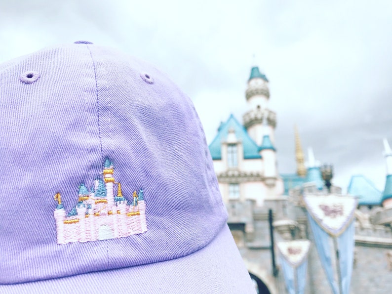 Disneyland Castle Disney Baseball Dad Hat Embroidered Sleeping Beauty's Castle Dad hat, Custom Monogramming Available Offered in 12 colors image 1