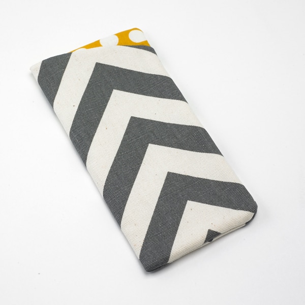 Sunglasses Case, Eyeglasses Case, Glasses Case in Grey Chevron Fabric