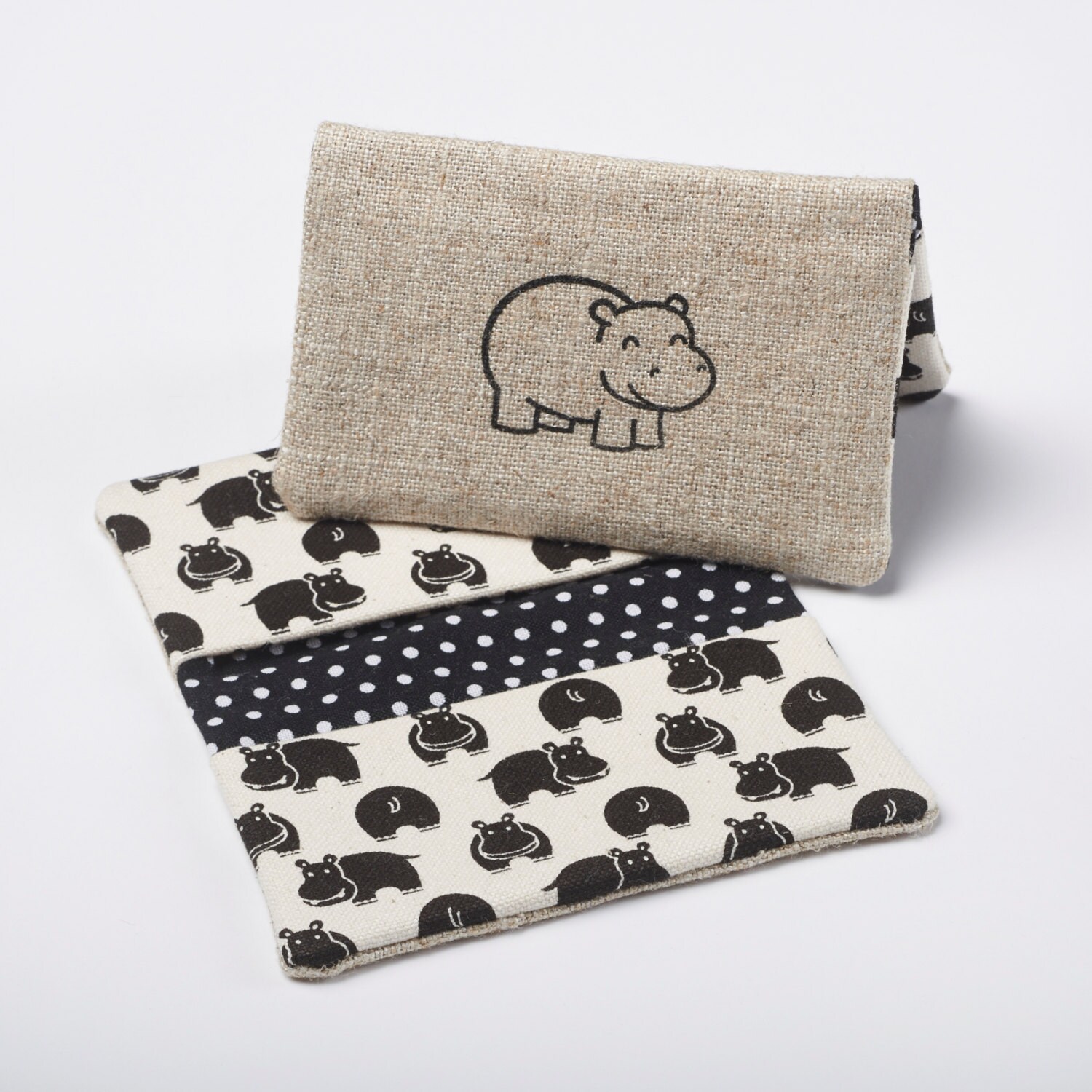 Hippo Wallet Business Card Holder Fabric Credit Card Case In Etsy