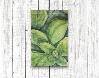 Green Leaves Watercolor Garden Flag - 12" x 18"