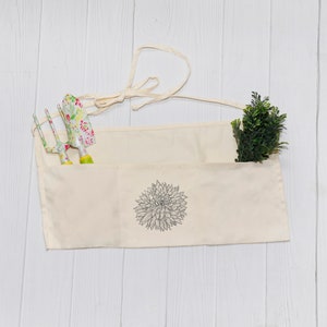 Dahlia Gardener Apron on Natural Canvas